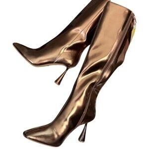 Elegant Metallic Knee-High Boots